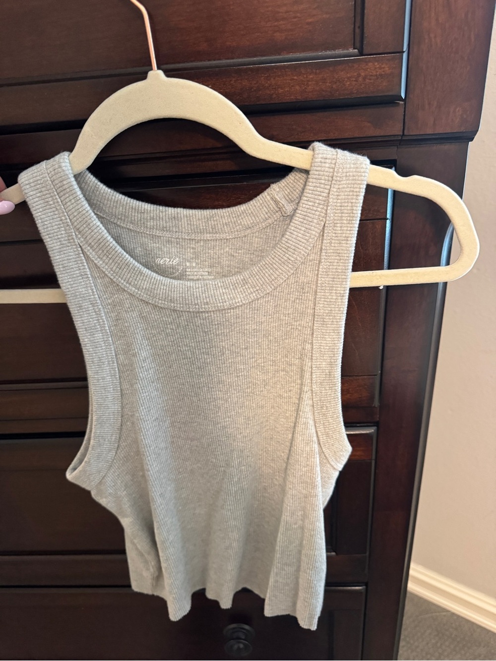 aerie Ribbed Tank Top in Light Taupe